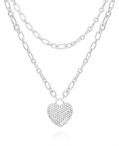 Guess Glass Stone Heart Pendant Necklace
