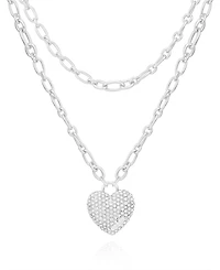 Guess Glass Stone Heart Pendant Necklace