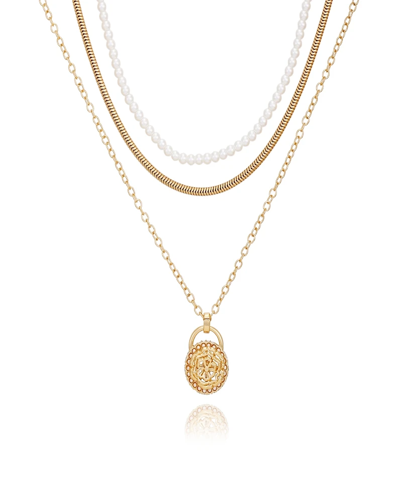 Guess Multi-Layer Imitation Pearl Chain Necklace