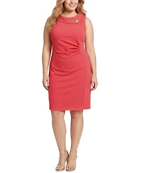 Ny Collection Plus Sleeveless Shawl Collar Dress