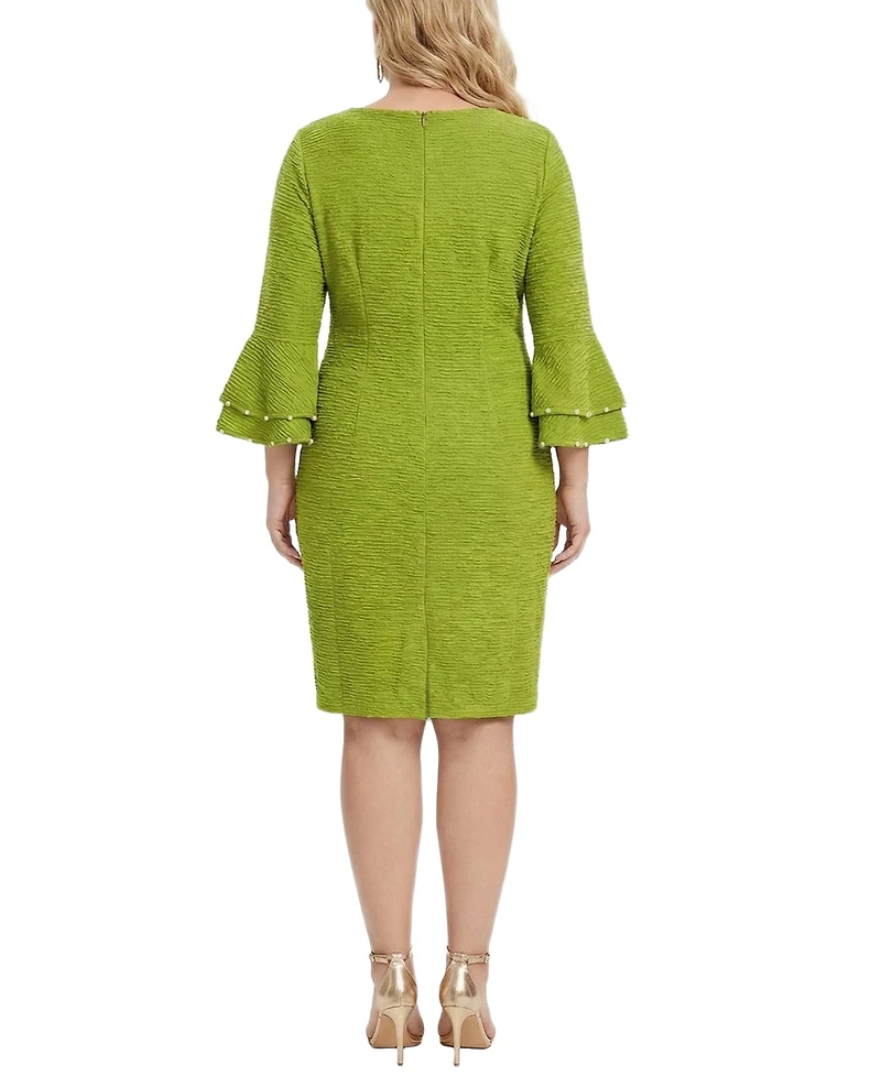 Ny Collection Plus Size Long Sleeve Dress with Bell Cuffs