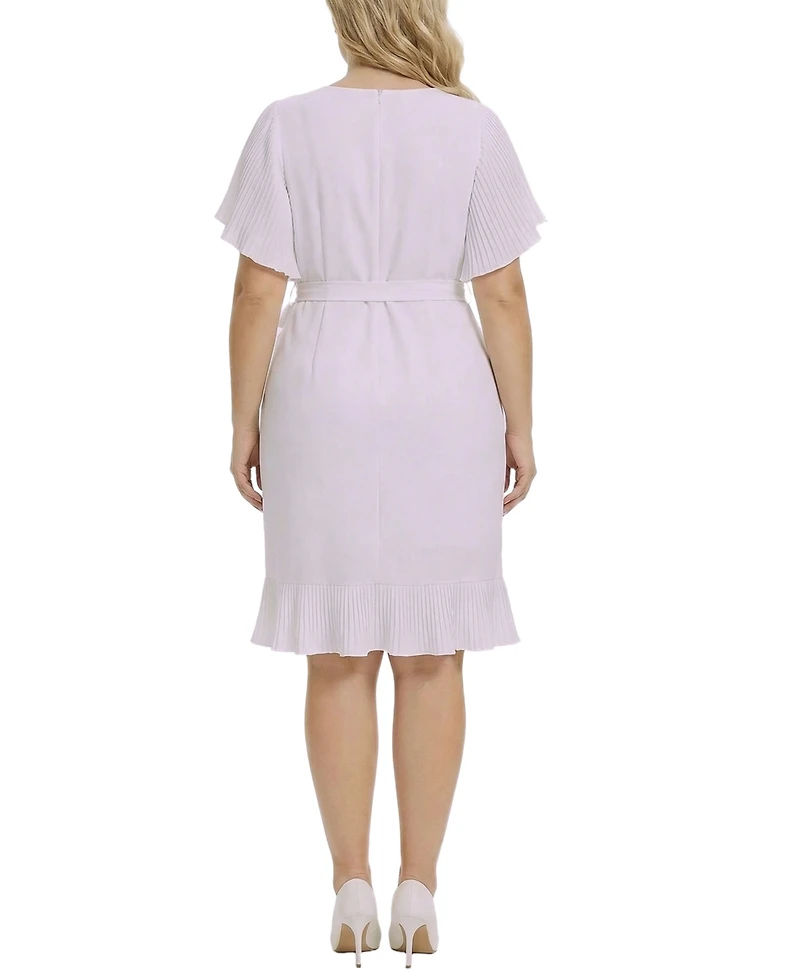 Ny Collection Plus Size Short Sleeve Pleated Ruffle Dress