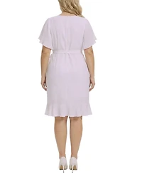 Ny Collection Plus Size Short Sleeve Pleated Ruffle Dress