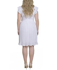 Ny Collection Plus Plisse Pleated Short Sleeve Dress