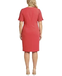 Ny Collection Plus Plisse Pleated Short Sleeve Dress