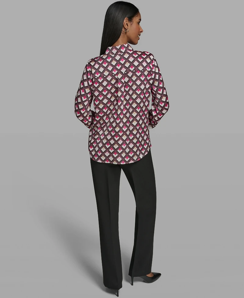 Karl Lagerfeld Paris Women's Woven Collared Blouse