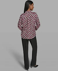 Karl Lagerfeld Paris Women's Woven Collared Blouse