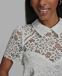 Karl Lagerfeld Paris Women's Short-Sleeve Woven Blouse