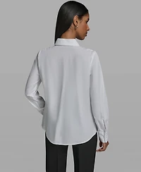 Karl Lagerfeld Paris Women's Collared Woven Blouse