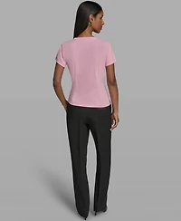 Karl Lagerfeld Paris Women's Crewneck Cut and Sew Top