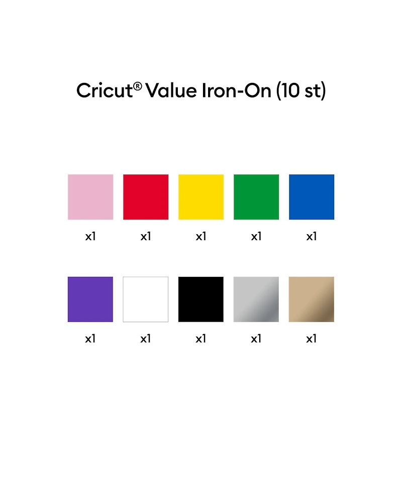 Cricut Value Iron-On, Rainbow Sampler - 12 in x 3 ft (10 ct)