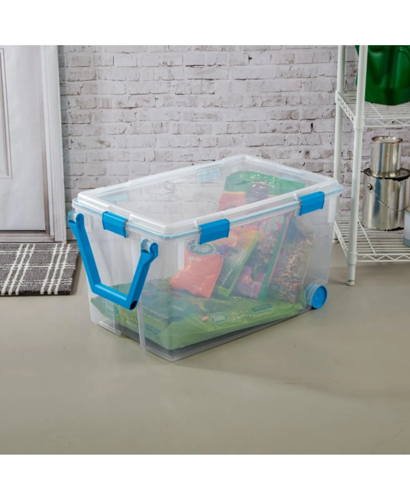Sterilite 120 Qt Wheeled Gasket Box Stackable Storage Bin with Latch Lid, 3 Pack