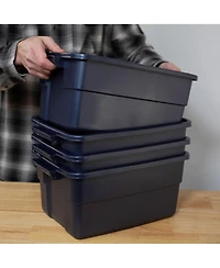 Rubbermaid 3 Gallon Stackable Storage Container, Dark Indigo Metallic (6 Pack)