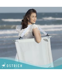 Ostrich Ladies Comfort Lounger, Foldable Beach Camping Pool Tanning Chair, White