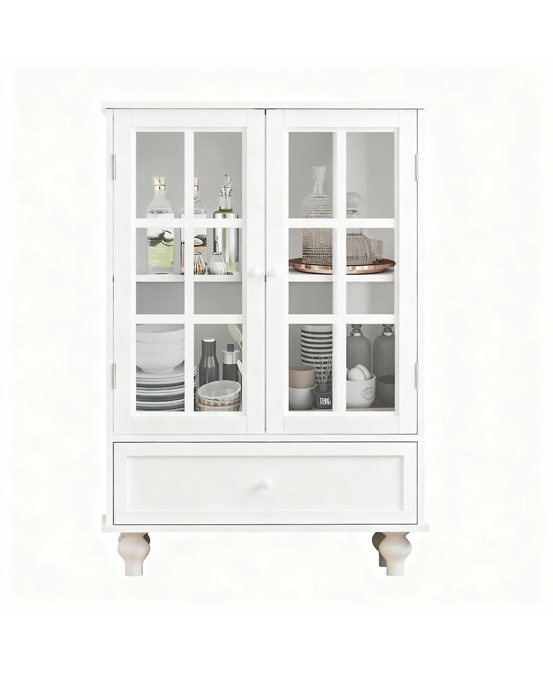 Yigii 36" Kitchen Sideboard Cabinet with Glass Doors and Drawer