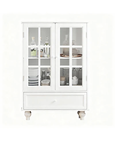Yigii 36" Kitchen Sideboard Cabinet with Glass Doors and Drawer