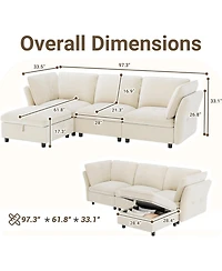 gaomon 97" Sectional Couch for Living Room, Modern l-Shaped Modular Sectional Sofa, Cloud Couch with Storage Ottoman