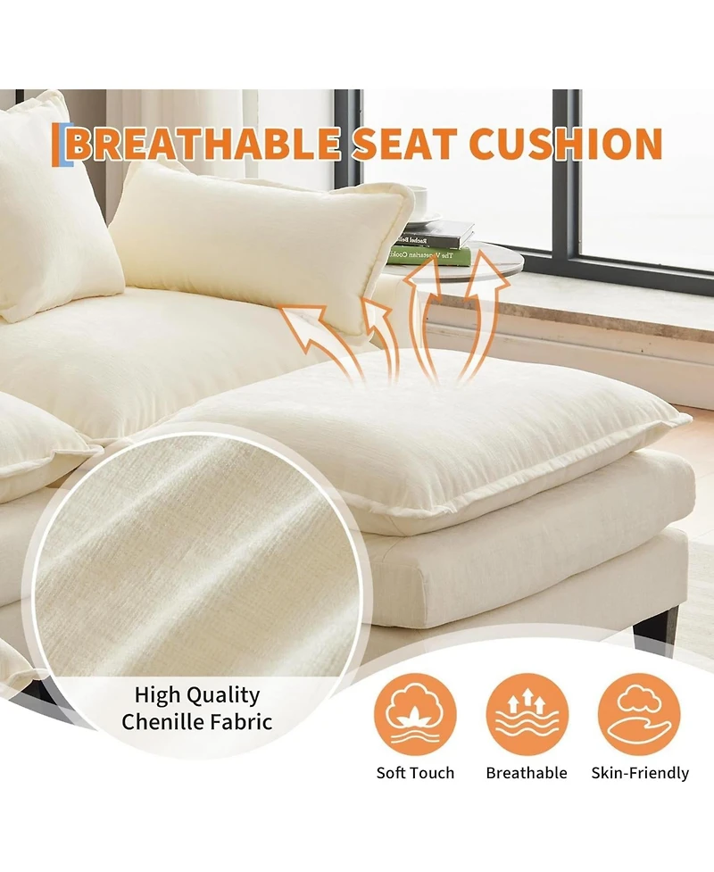 gaomon 112" Modular Sectional Sofa, U Shaped Cloud Couch with Deep Seats, Armrests, Plush Corduroy Fabric, No Assembly Required