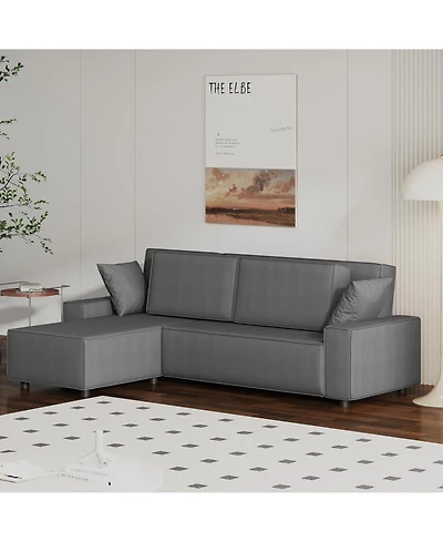 gaomon Corduroy Stripe 96 Inch Large Couch, Modern L Shaped Oversized Sectional Sofa with Deep Seat, Comfy Modular Couch