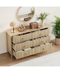 gaomon Fluted 6 Drawer Dresser, 54" Wide Modern Wooden Chest