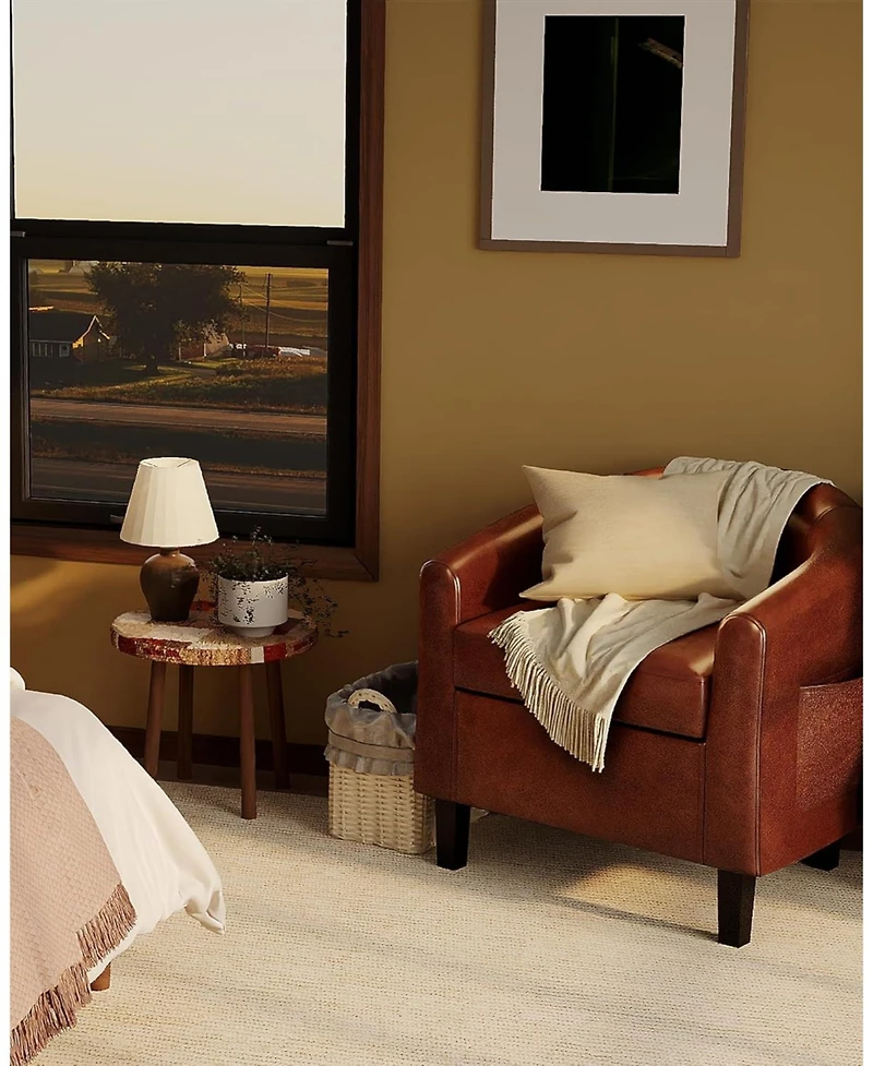 gaomon Accent Barrel Chairs, Faux Leather Club Armchairs with Soft Seat for Living Room, Bedroom, Reading, Waiting Room