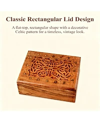 Yigii Handcrafted Celtic Wooden Treasure Chest for Jewelry & Keepsakes