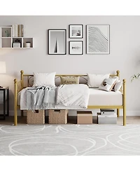 gaomon Twin Size Metal Daybed Frame with Heavy Duty Metal Slats, Modern Day Bed, Mattress Foundation Platform Sofa Bed with Headboard for Bedroom