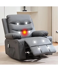 gaomon Swivel Rocker Recliner Chair with Massage and Heat, Oversized Glider Recliner Nursery Chair,Single Sofa Seat