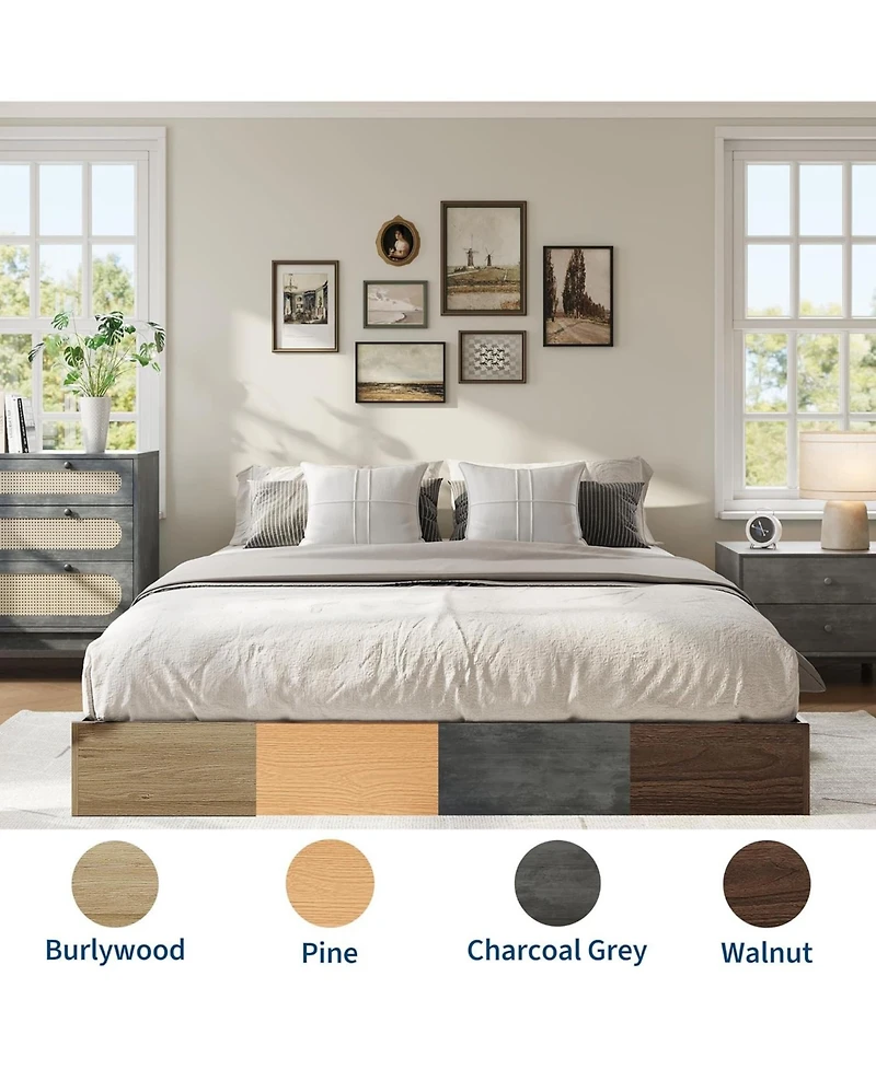 gaomon Twin Xl Wood Platform Bed Frame, Wooden Bed Frame No Headboard, Wood Slat Support, No Box Spring Needed, Easy Assembly