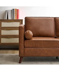 gaomon 81" Faux Leather Sofa, Mid Century Modern Deep Seat Couch, Upholstered Cushion&Removable Cover, Brown Pu Couch, 3 Seat Sofa for Living Room