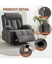 gaomon Manual Recliner Chair with Massage & Heat,Classic and Traditional Oversized Recliner Chair,8-Point Vibration, Lumbar Heating