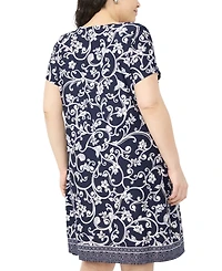 Msk Plus Printed O-Ring Shift Dress