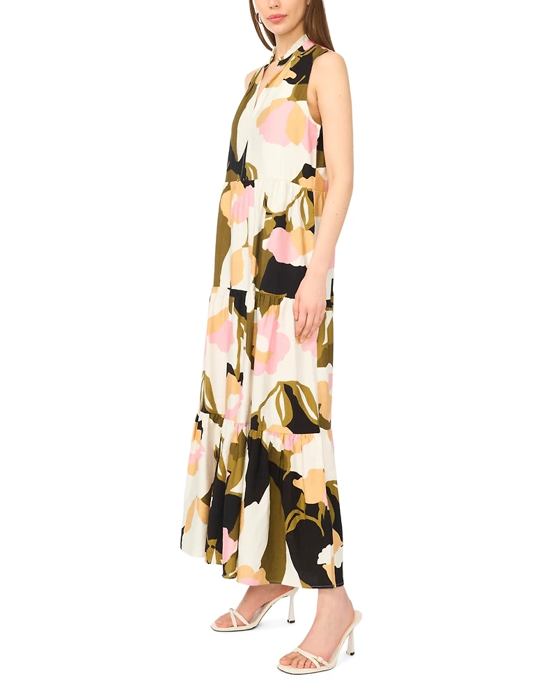 Msk Women's V-Neck Tiered Maxi Dress