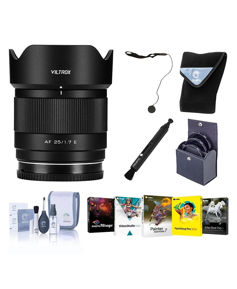 Viltrox Af 25mm f/1.7 Air E Lens (Sony E) with Pen Lens Cleaner,Lens Wrap, Cap Keeper for Camera Lens,Photo Video Art Suite Software Kit