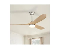 Sofucor 60-inch Modern Sand Nickel 3-blade Ceiling Fan Light With Remote Control Supports Mobile Phone Connection And Voice Function