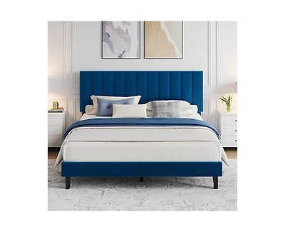 gaomon Bed Frame, Velvet Upholstered Platform with Adjustable