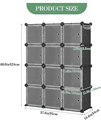 gaomon Space-Saving Modular Shoe Storage Cabinet – 12-Cube Stackable Organizer with Doors