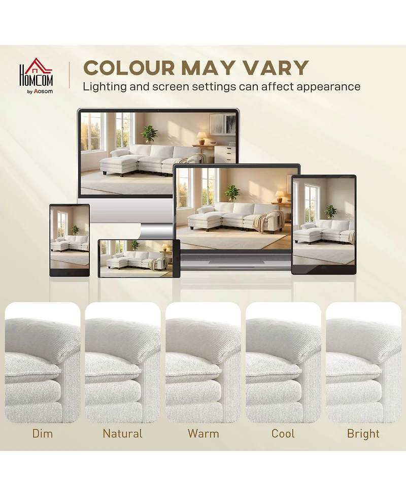 Homcom Sectional Sofa, L Shaped Couch with Deep Seat, Ottoman