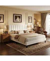 gaomon Bed Frame, Velvet Upholstered Platform with Adjustable