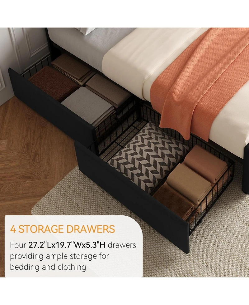 gaomon Bed Frame with 4 Storage Drawers and Headboard