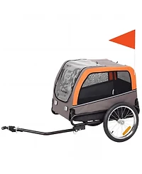 Aostirmotor Foldable Pet Bike Trailer Carrier for Dogs & Small Animals, Collapsible Bicycle Attachment