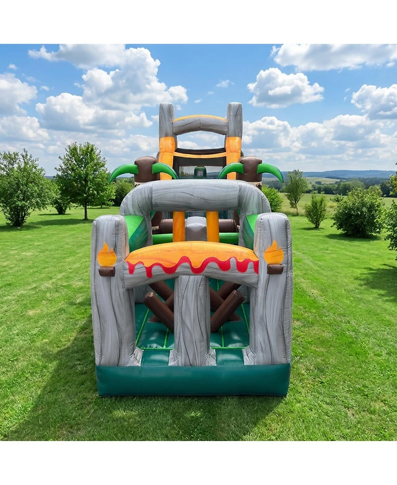 HeroKiddo T-Rex Adventure 42' Inflatable Obstacle Course with Water Slide – Dinosaur Theme, Commercial Grade Pvc Vinyl, Ultimate Backyard Challenge
