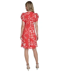 Calvin Klein Women's Printed Puff-Sleeve Shift Dress