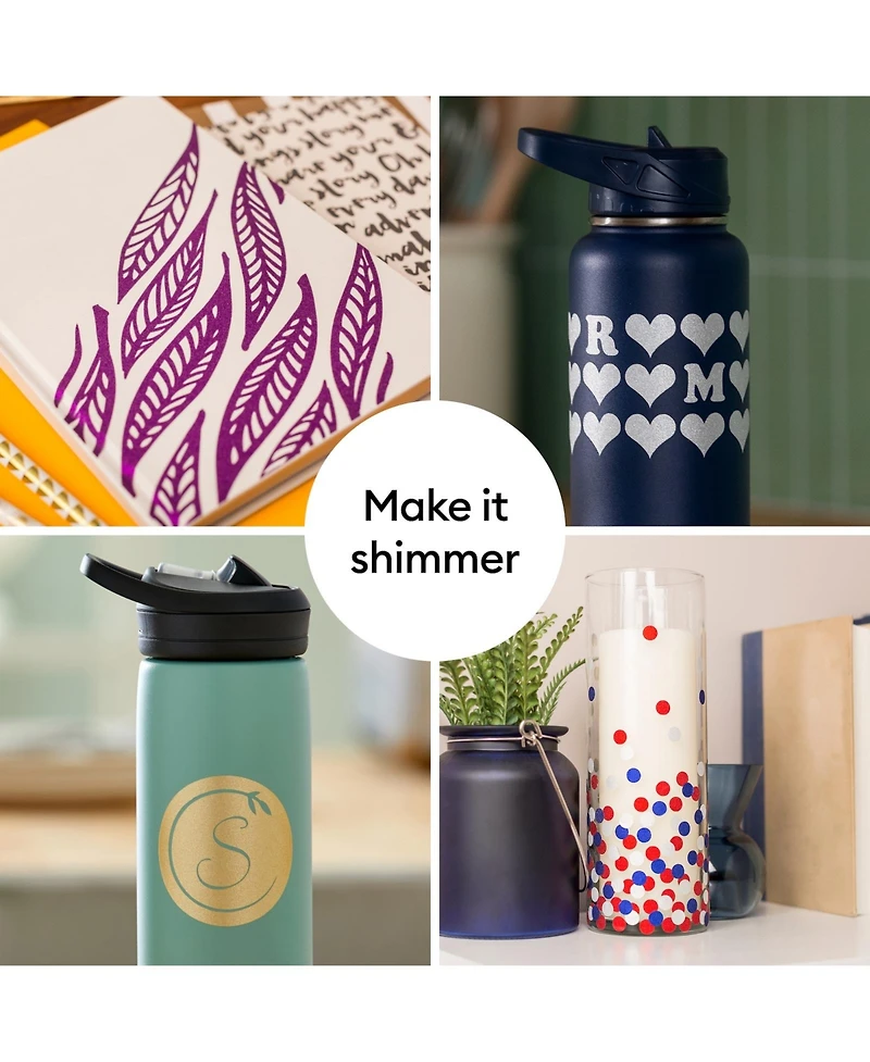 Cricut Shimmer Vinyl Party Sampler 10 Ct Permanent 12" x 12" Sheets