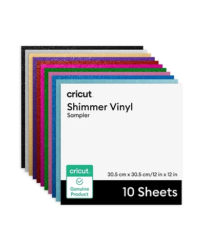Cricut Shimmer Vinyl Party Sampler 10 Ct Permanent 12" x 12" Sheets