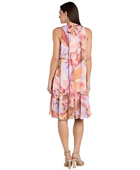 R & M Richards Petite Bow Back Ruffle Hem Trapeze Dress