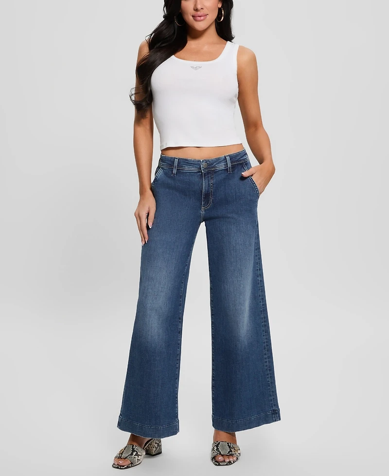 Guess Women's Zoya Wide-Leg Faded High-Rise Jeans