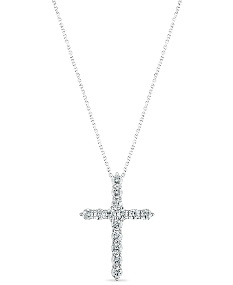 Macy's Diamond Cross Pendant Necklace (2 ct. t.w.) in 14k White Gold