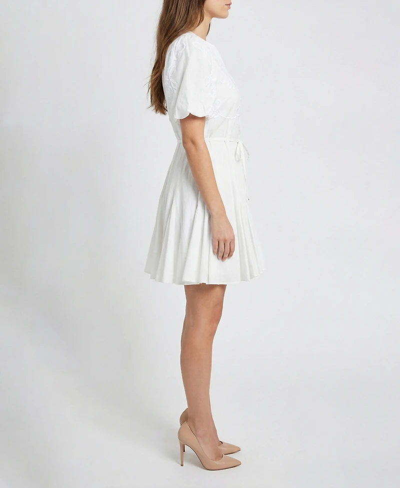 Taylor Petite Cotton Soutache Fit & Flare Shirtdress