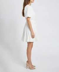 Taylor Petite Cotton Soutache Fit & Flare Shirtdress